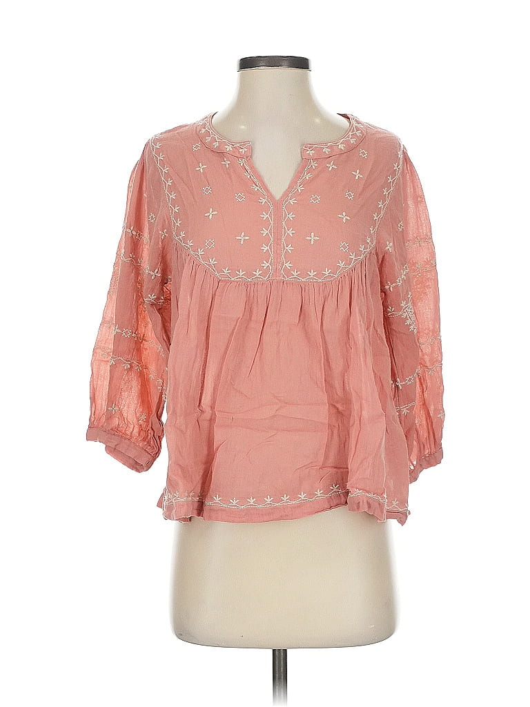 Pre-owned Lucky Brand 3/4 Sleeve Blouse In Pink