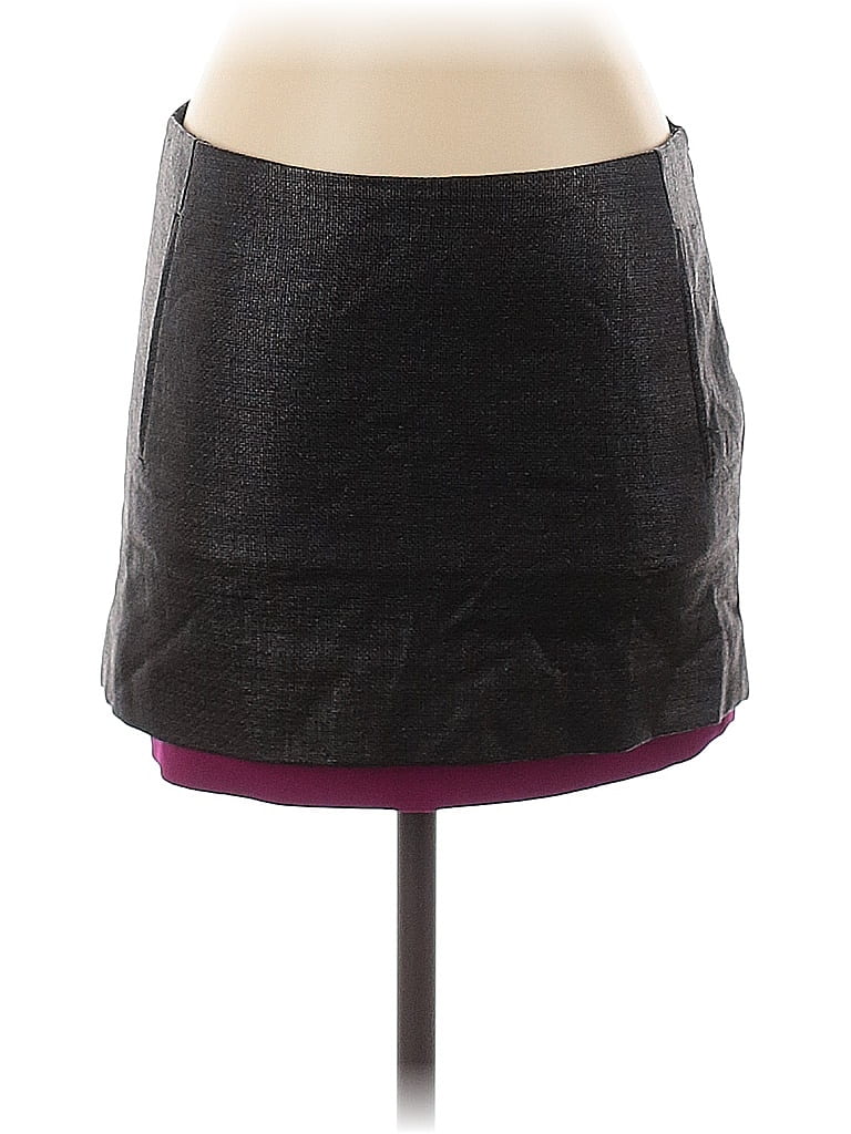 Diane von Furstenberg Color Block Black Faux Leather Skirt Size 2 - photo 1