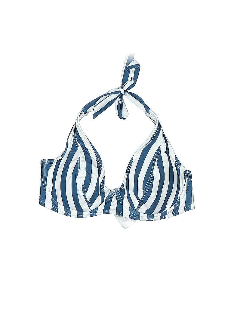 SHAPERMINT Pre-owned Swimsuit Top Blue Stripes Pattern Swimwear