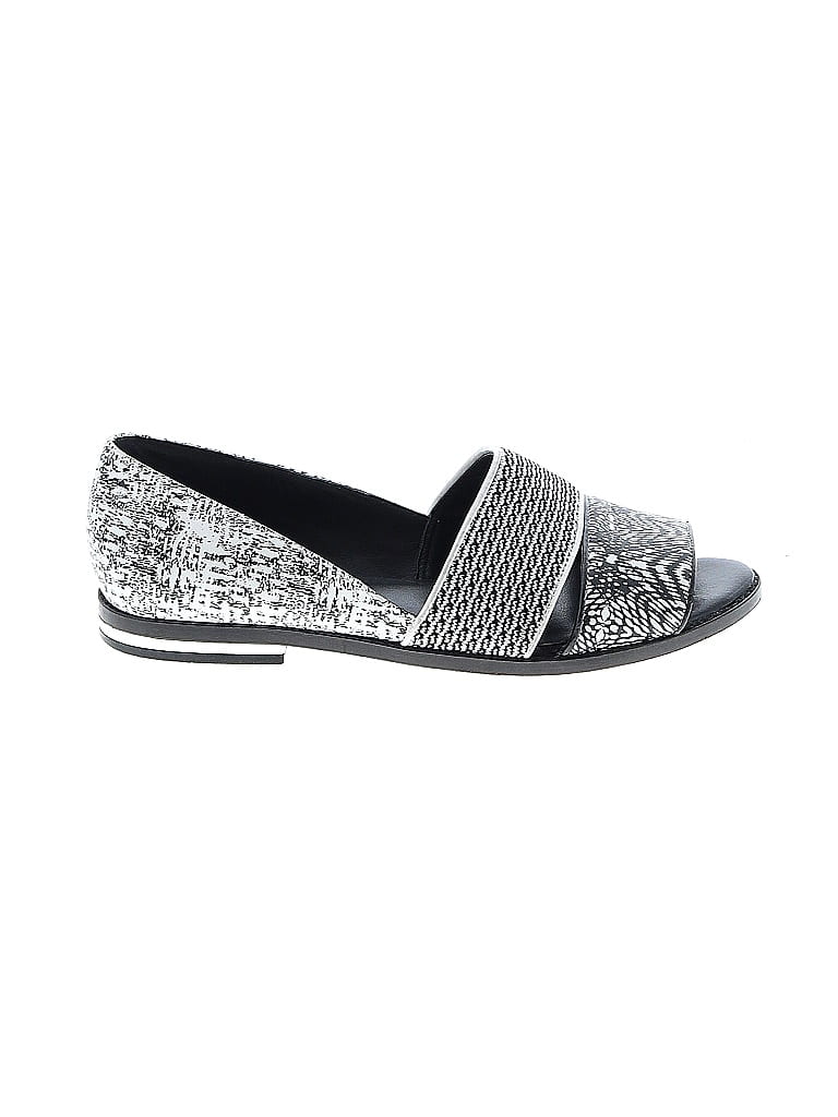 Rebecca Minkoff 100 Leather Graphic White Black Flats Size 6 1/2 68