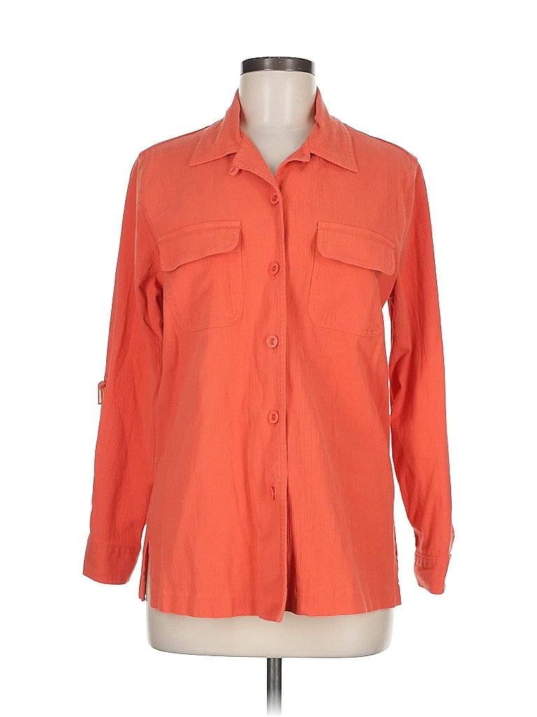 Pre-owned Draper's & Damon's 3/4 Sleeve Button Down Shirt In Orange
