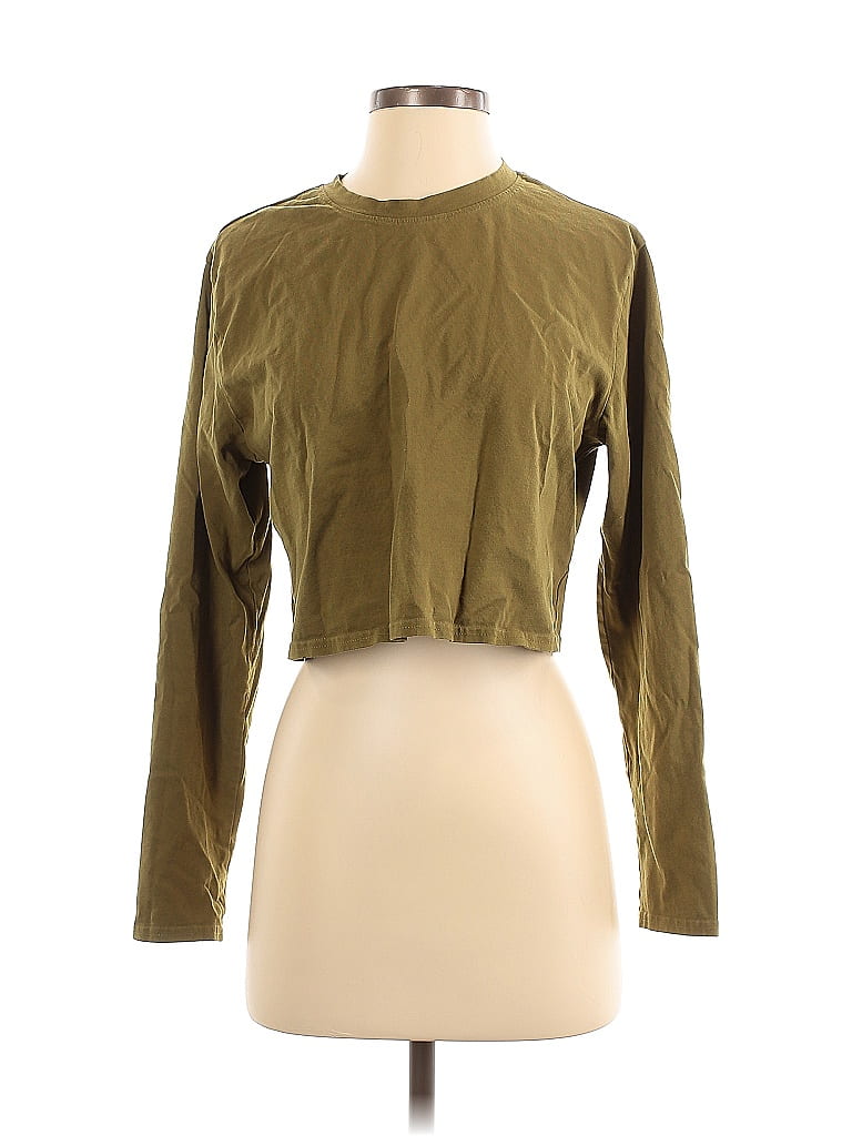 Open Edit 100% Organic Cotton Brown Long Sleeve T-Shirt Size S - photo 1