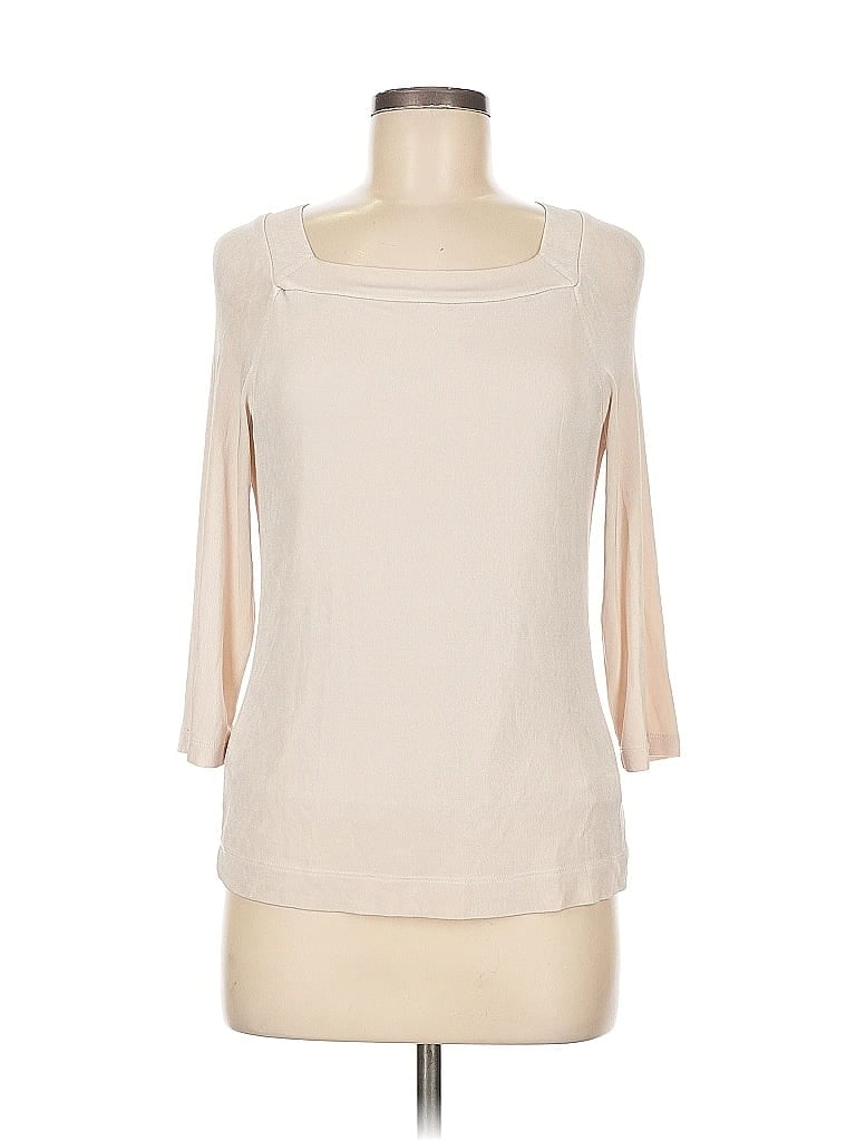 Pre-owned Coldwater Creek 3/4 Sleeve Top Ivory Boatneck Tops In White