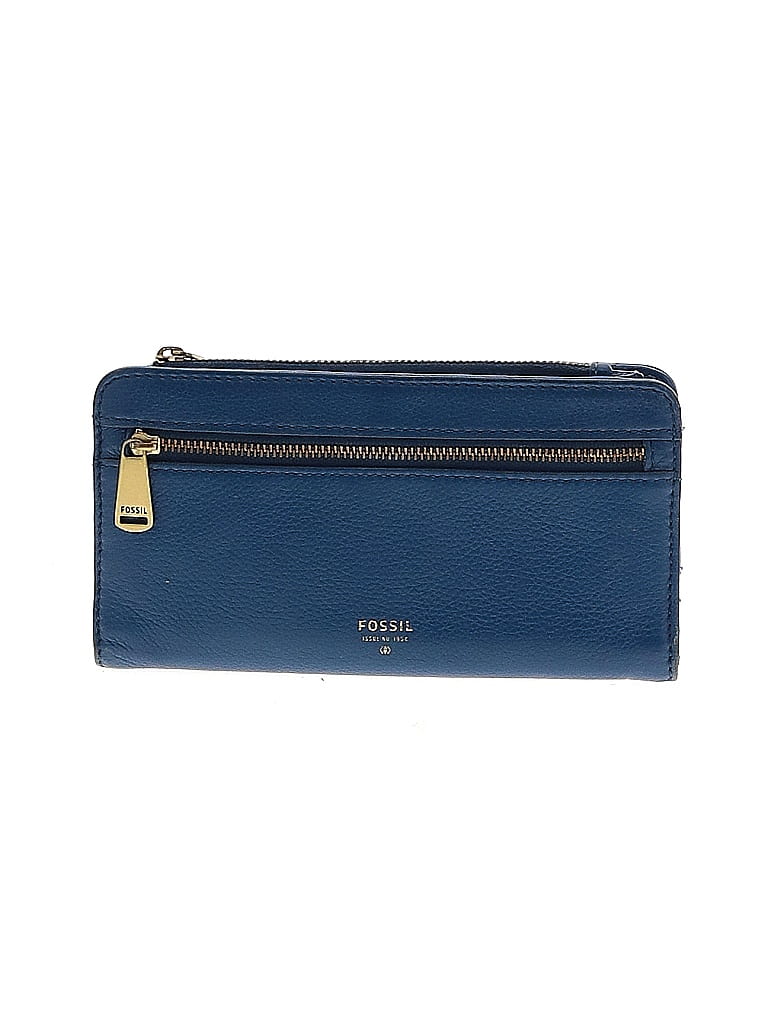 Fossil 100% Leather Blue Leather Wallet One size - photo 1