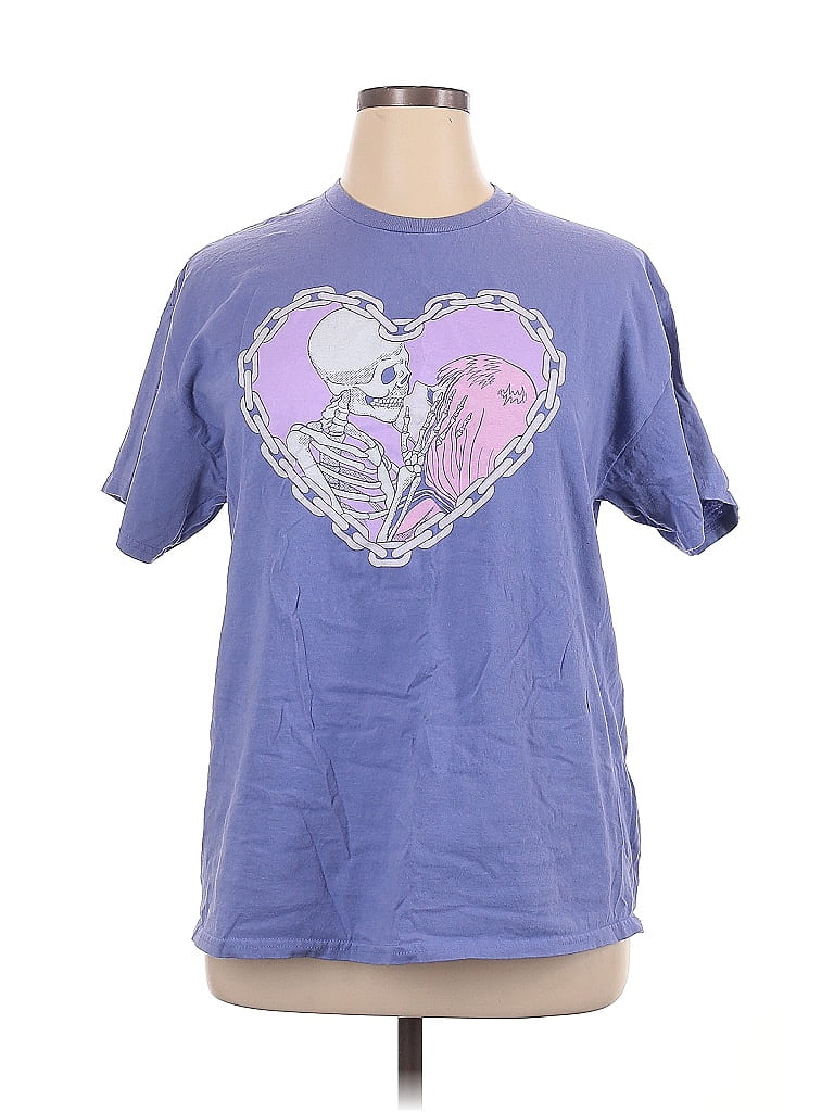 Hot Topic 100% Cotton Hearts Purple Short Sleeve T-Shirt Size XL - photo 1