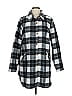Belle By Kim Gravel Plaid Black Gray Coat Size L - photo 1