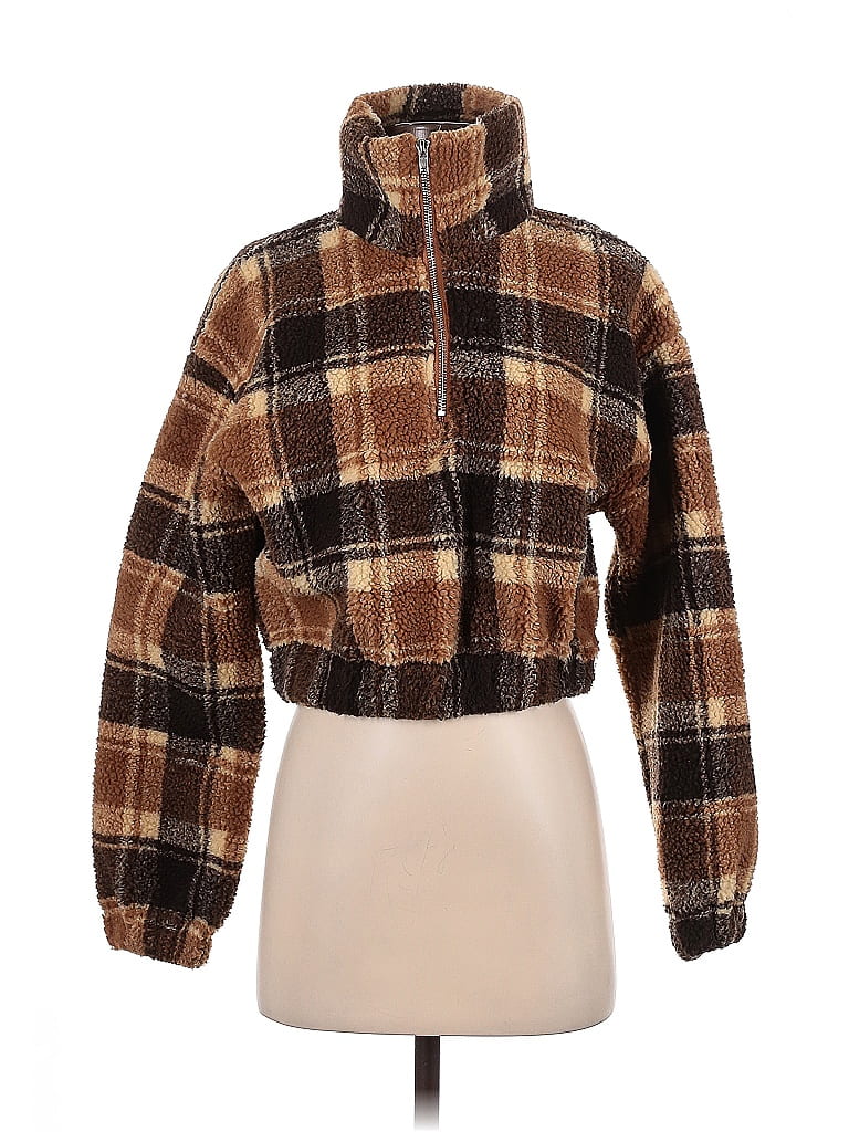 Zaful 100% Polyester Plaid Brown Fleece Size S - photo 1