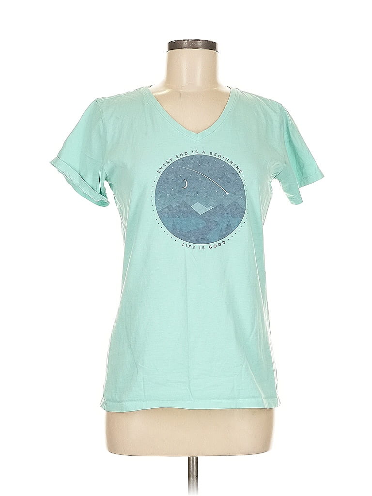 Life Is Good 100% Cotton Teal Green Short Sleeve T-Shirt Size M - photo 1
