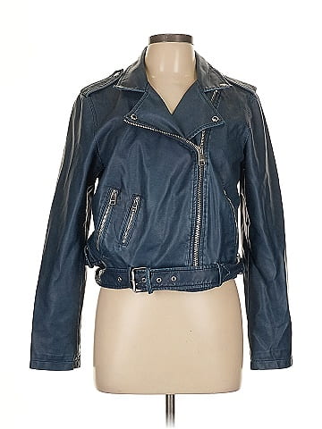 Levi s 100 Viscose Blue Faux Leather Jacket Size L 69 off ThredUp
