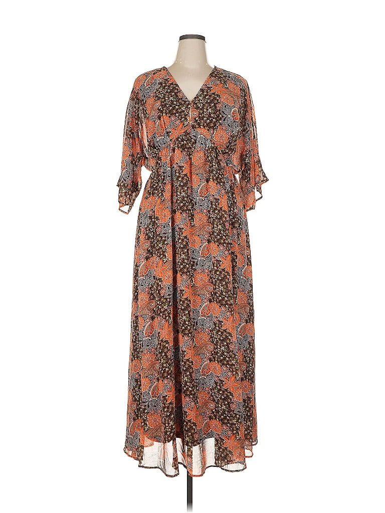 Entro 100% Polyester Paisley Brown Casual Dress Size XL - photo 1