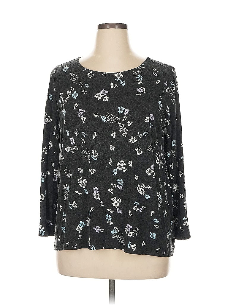 Ellos 100% Rayon Black 3/4 Sleeve Top Size 14 - photo 1