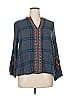Johnny Was Blue 3/4 Sleeve Blouse Size XL - photo 1