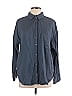 Ann Taylor LOFT Outlet 100% Cotton Solid Blue Long Sleeve Button-Down Shirt Size L - photo 1