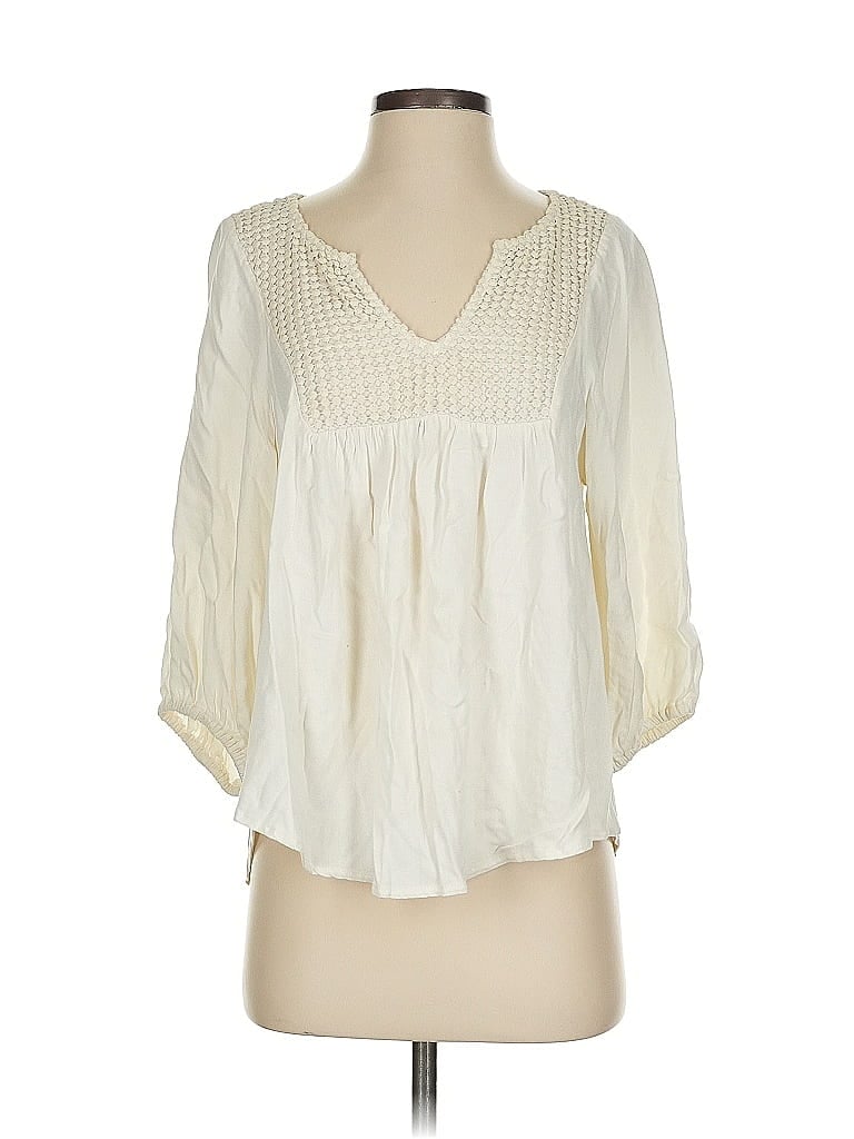 Pre-owned Ella Moss 3/4 Sleeve Blouse In White