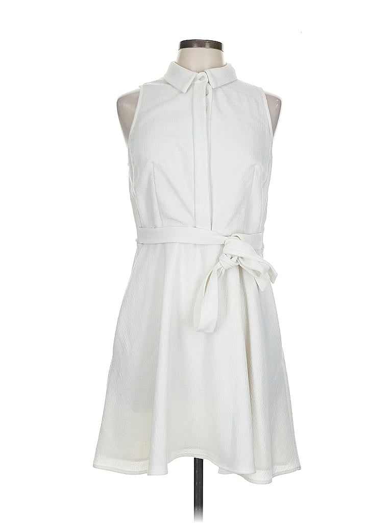 Black Halo Solid White Casual Dress Size L - photo 1