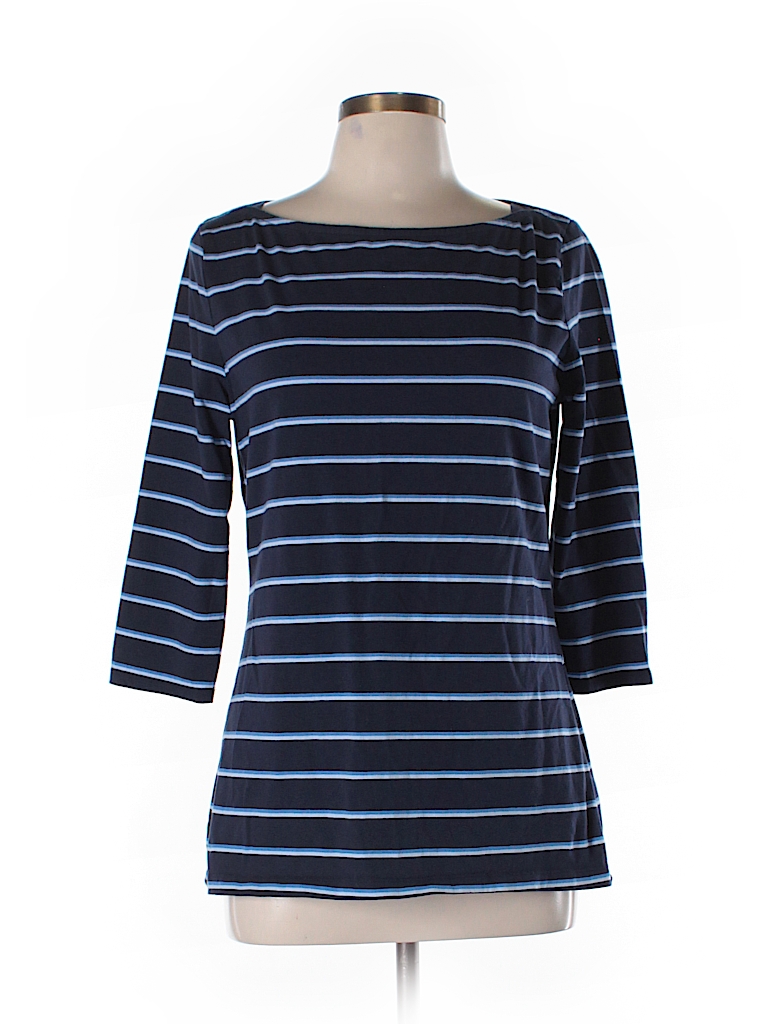 Merona Stripes Dark Blue 3/4 Sleeve T-Shirt Size L - 50% off | thredUP