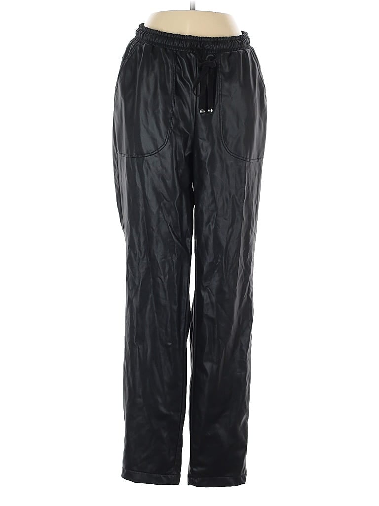 Pre-owned Max Studio Faux Leather Pants In Black
