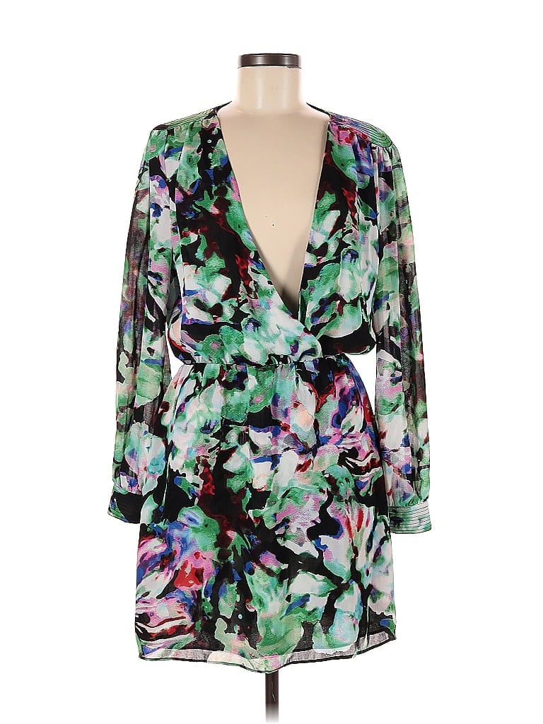 Parker 100% Polyester Print Green Cocktail Dress Size M - photo 1