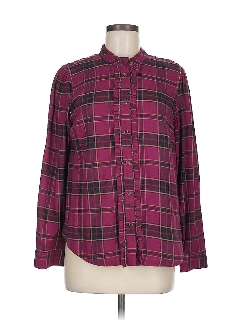 Pre-owned Soft Surroundings Long Sleeve Button Down Shirt In Purple