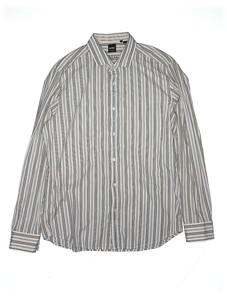 BOSS by HUGO BOSS Stripes Gray Long Sleeve Button-Down Shirt Size L (big kids) - photo 1