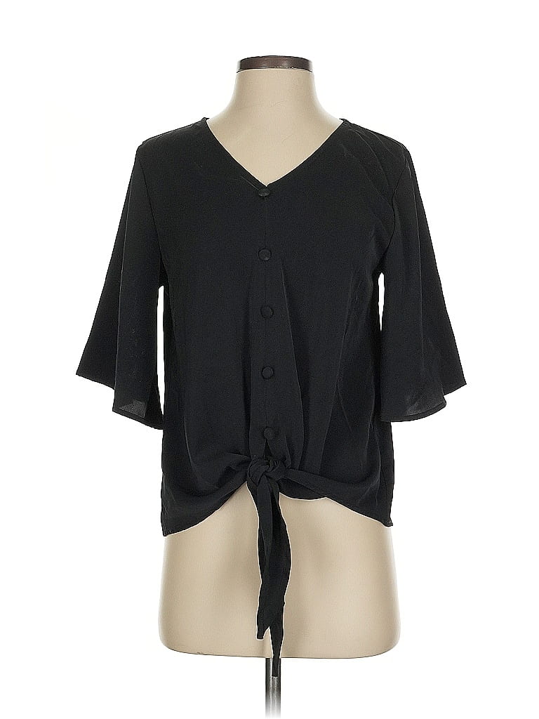 Pre-owned Made With Love Short Sleeve Blouse In Black