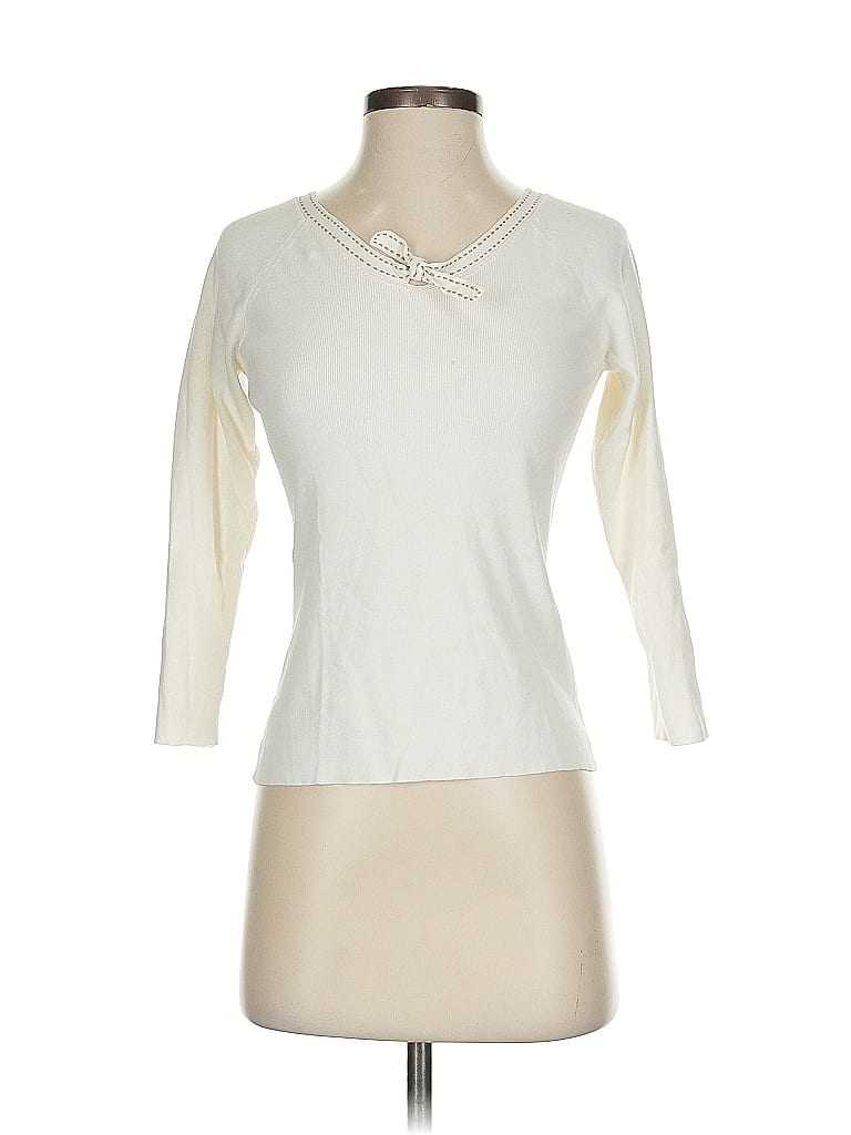 Pre-owned Ann Taylor Loft Long Sleeve T-shirt In White