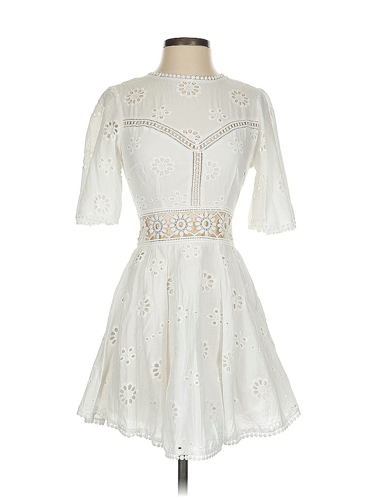 Polly 100% Cotton White Cocktail Dress Size 2 - photo 1