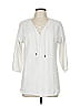 Damask 100% Cotton Ivory White 3/4 Sleeve Blouse Size M - photo 1