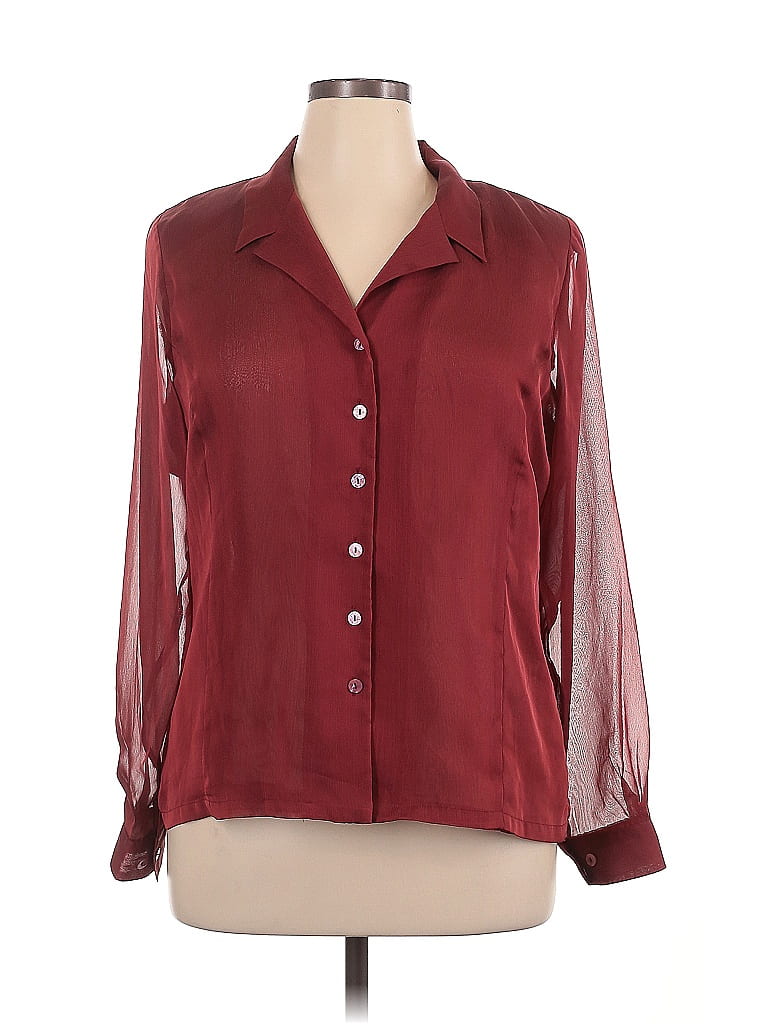 Christie & Jill 100% Polyester Burgundy Long Sleeve Blouse Size 14 - photo 1