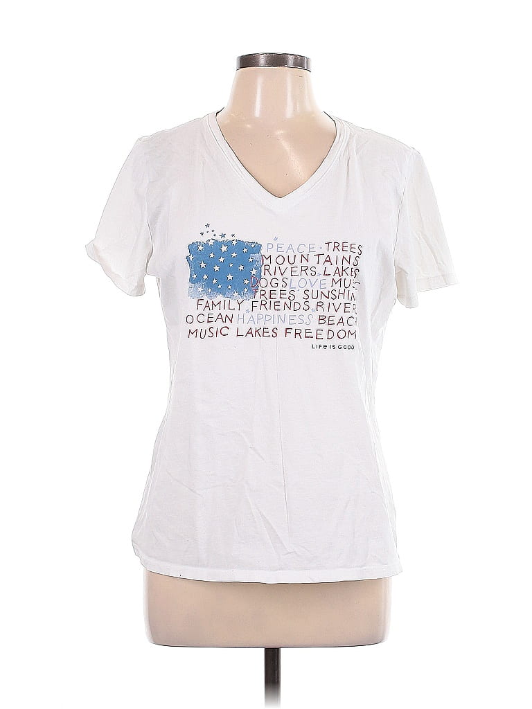 Life Is Good 100% Cotton White Short Sleeve T-Shirt Size L - photo 1