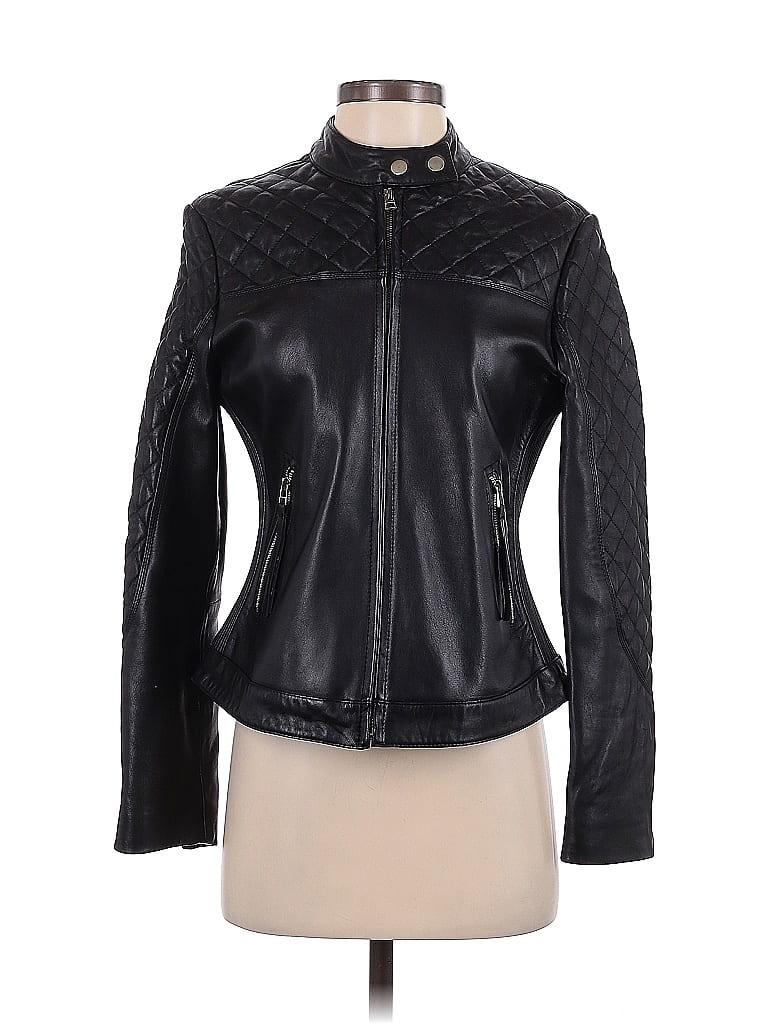 Moda International Ruffle Jacket Moda International 100% Polyester Black Faux Leather Jacket Size S - 60 ...