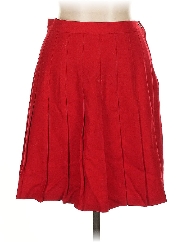 Stephanie Andrews 100% Wool Solid Red Wool Skirt Size 14 (petite) - photo 1