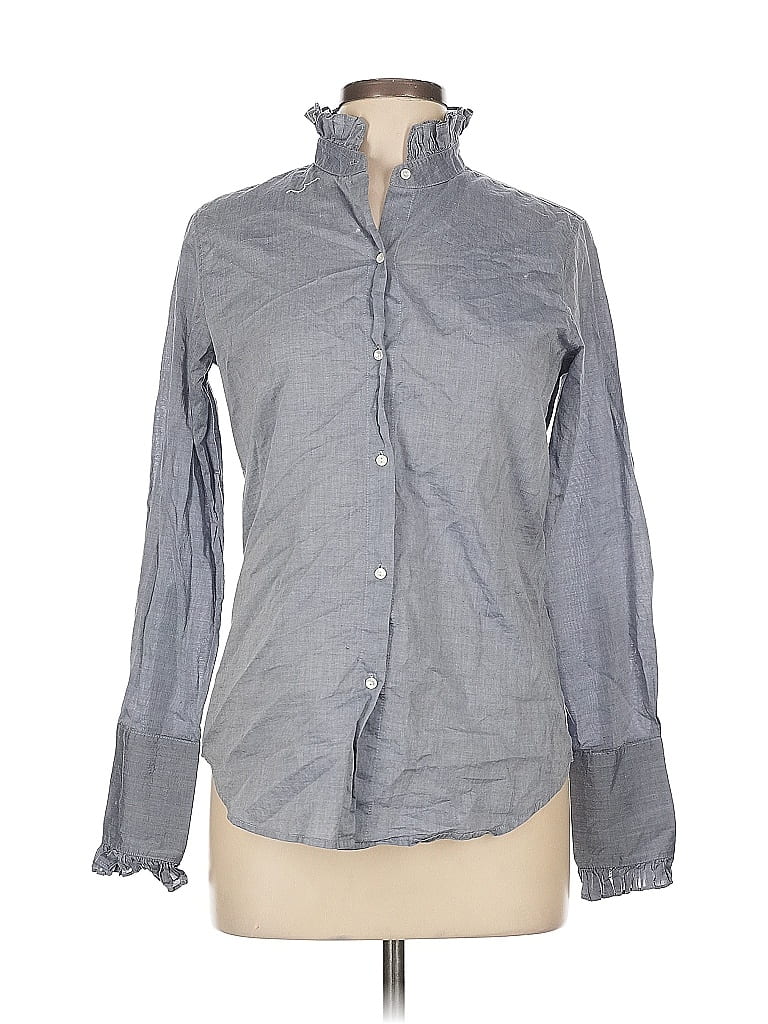 Nili Lotan 100% Cotton Gray Long Sleeve Button-Down Shirt Size M - photo 1