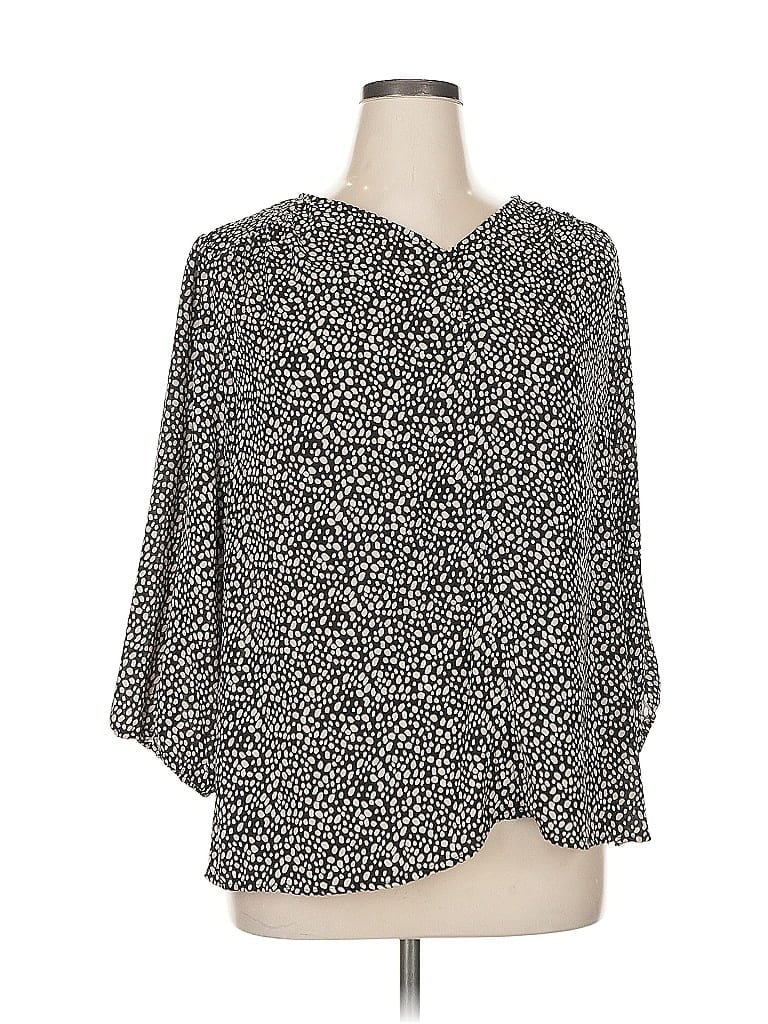 Pre-owned Molly & Isadora 3/4 Sleeve Blouse In Gray