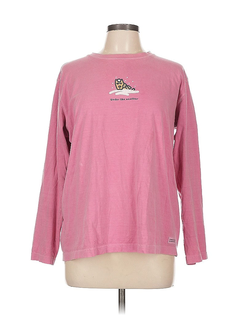 Life Is Good 100% Cotton Pink Long Sleeve T-Shirt Size L - photo 1