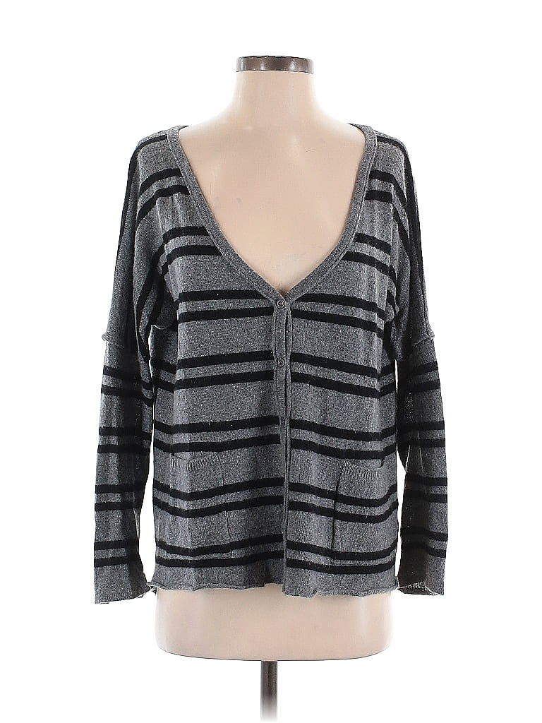 Pre-owned 27 Miles Cashmere Cardigan Sweater In Gray
