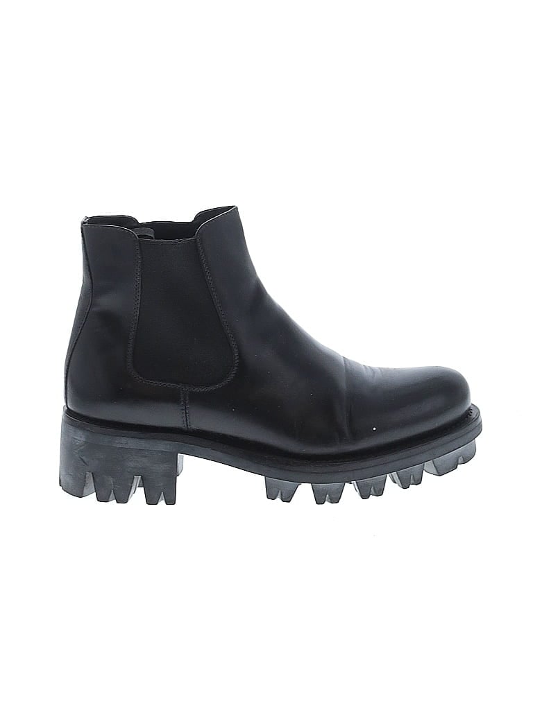 Prada 100% Leather Black Ankle Boots Size EU 37 1/2 - photo 1