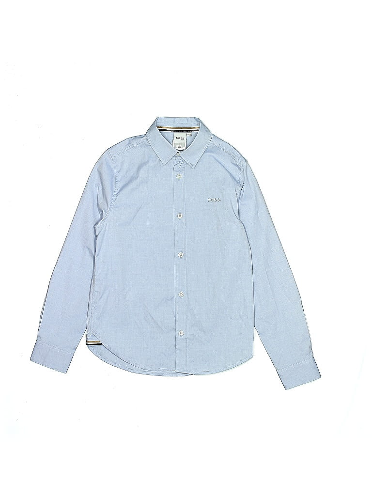 BOSS by HUGO BOSS 100% Cotton Solid Blue Long Sleeve Button-Down Shirt Size 10 - photo 1