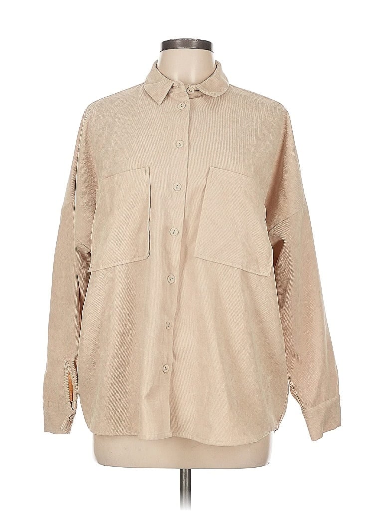 Stradivarius Tan Long Sleeve Blouse Size L - photo 1