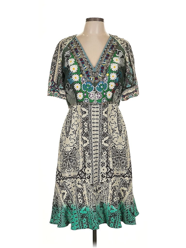 ETRO 100% Silk Paisley Green Casual Dress Size EU (IT) 46 / US 10 - photo 1