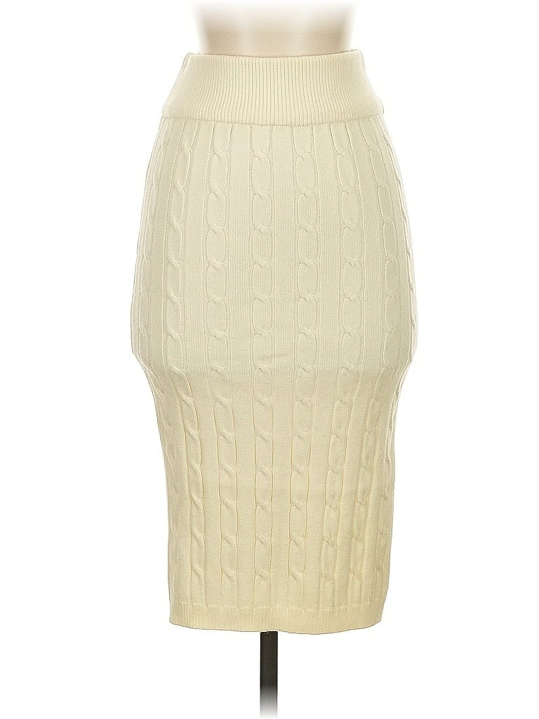 Commense 100% Polyester Solid Ivory Casual Skirt Size XS - photo 1