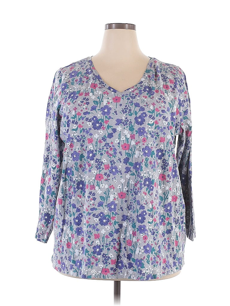 Woman Within Blue 3/4 Sleeve T-Shirt Size 26 - photo 1