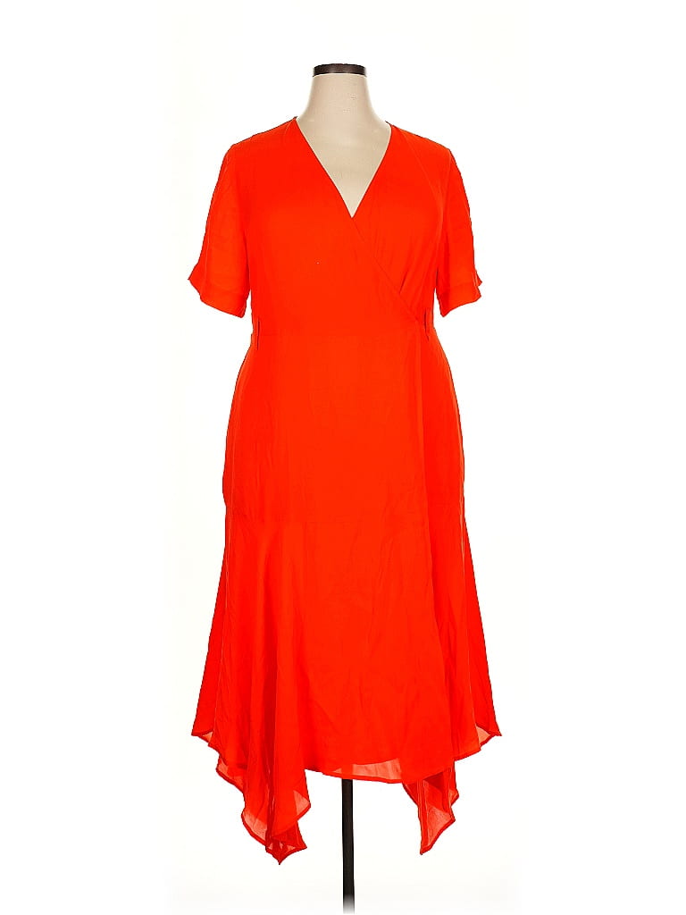 A.L.C. 100% Silk Orange Cocktail Dress Size 18 - photo 1