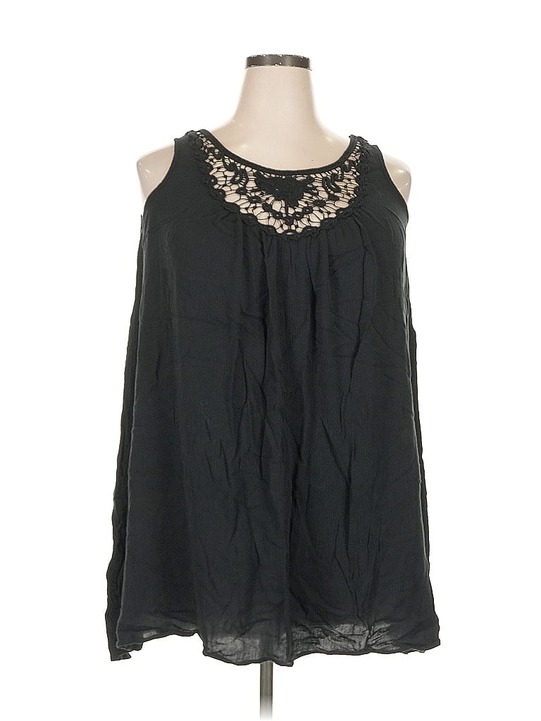 Ellos 100% Rayon Black Sleeveless Blouse Size 18 - photo 1
