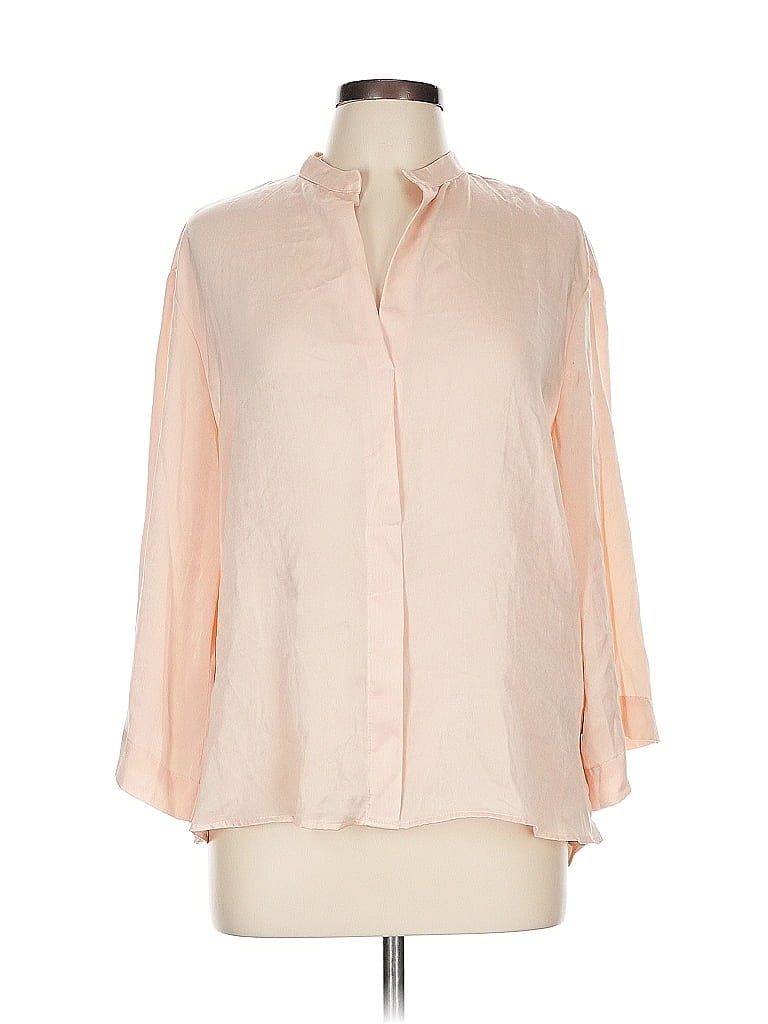 Pre-owned Zara Basic Long Sleeve Blouse In Pink
