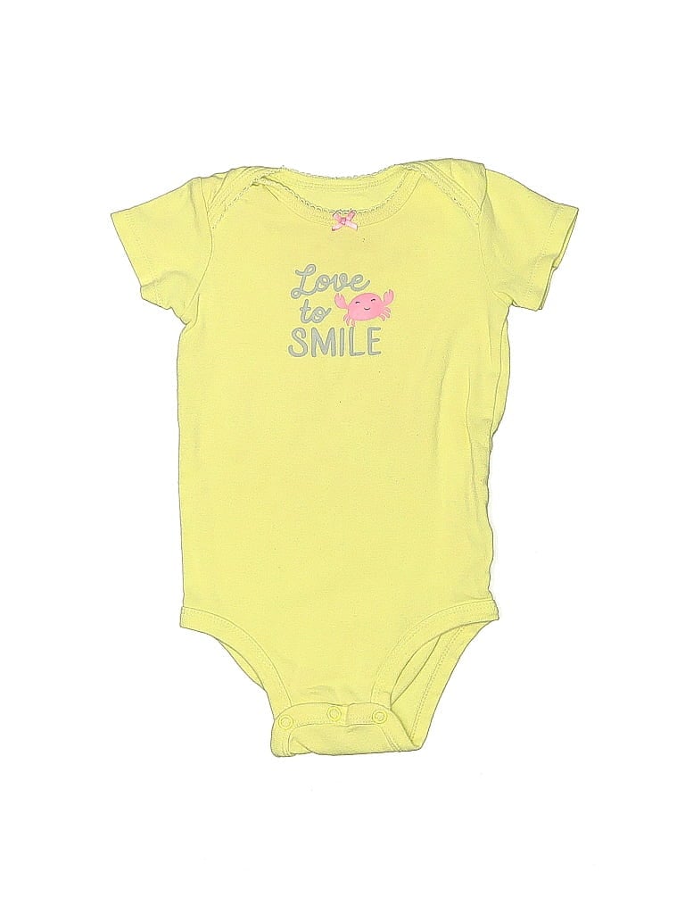 Pre-owned Carter's Babies' Short Sleeve Onesie In Yellow
