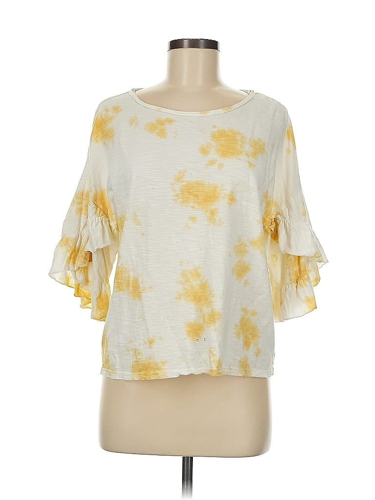 Pre-owned Elan 3/4 Sleeve Blouse In Yellow