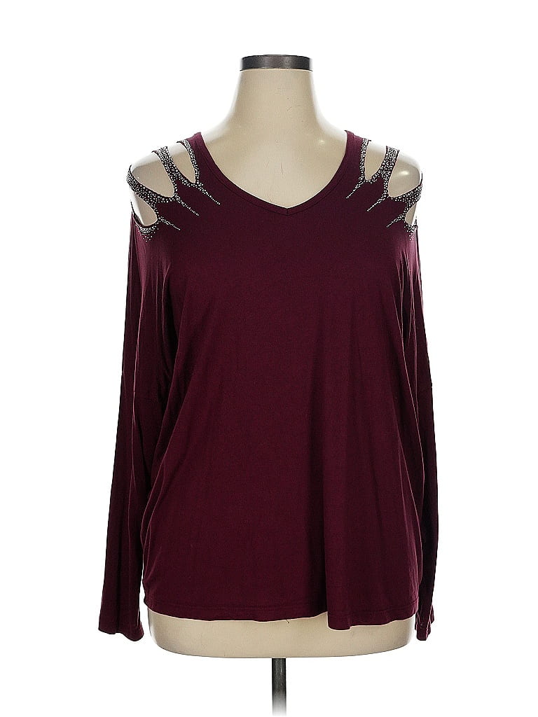 Vocal Burgundy Long Sleeve Top Size 1X - photo 1