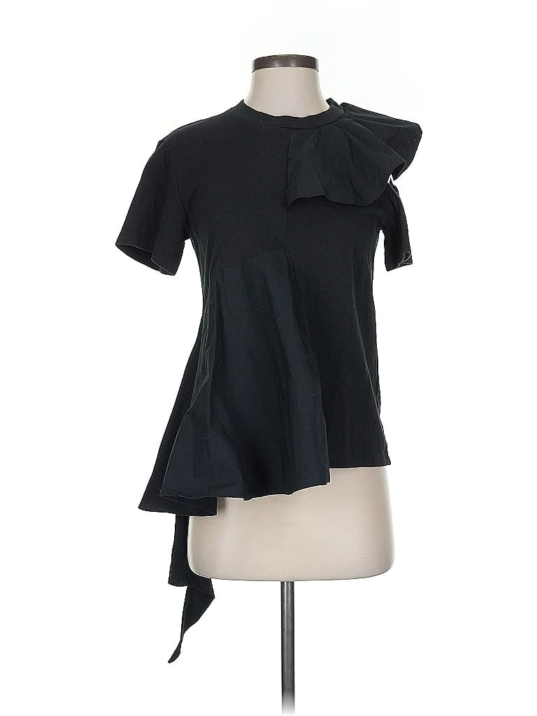 Pre-owned Goen J Short Sleeve Top Black One Shoulder Neckline Tops