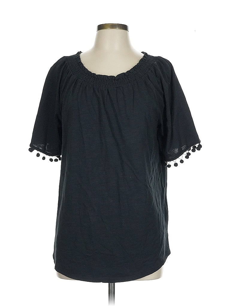 Belle By Kim Gravel Black Short Sleeve Top Size L - photo 1